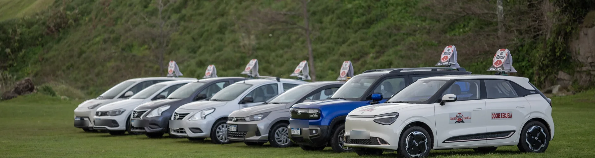Flota de coches escuela de Academia Del Molino para la evaluación práctica de conductores de empresas